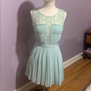 BCBGeneration Pleated Dress with Lace Detail